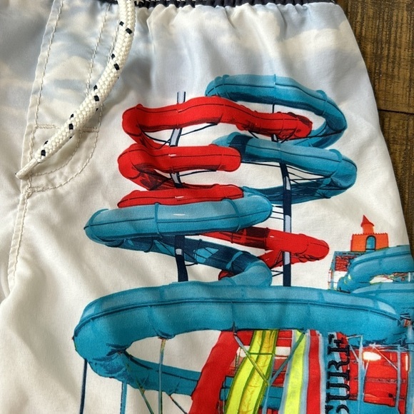 GAP Surf Shop Waterslide Elysian Blue White Red Swim Trunks, toddler size 2 - Picture 3 of 9